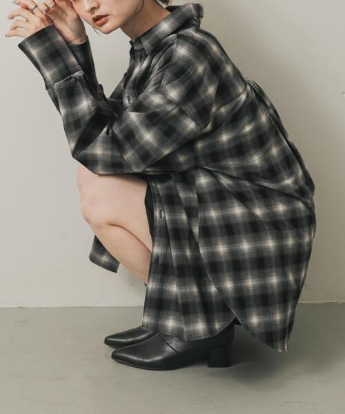 スローブイエナ　ドレープチェックルーズシャツ　オンブレチェック　近年モデルSS SENSE OF PLACE by URBAN RESEARCH ブラウス シャツ オンブレチェック