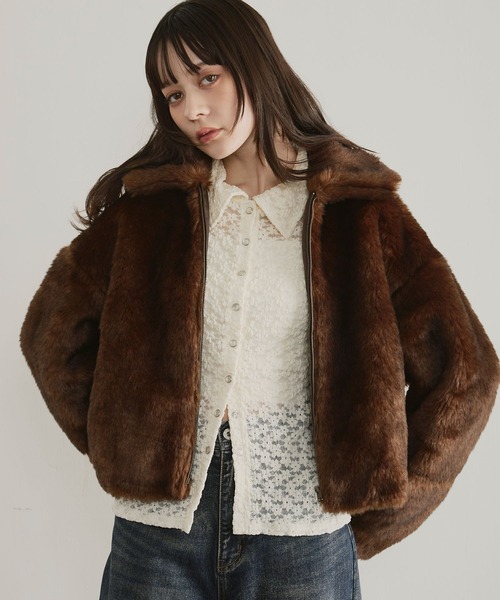ブルゾン アウター ボリュームファーブルゾン「ELLEgirl/エルガール 