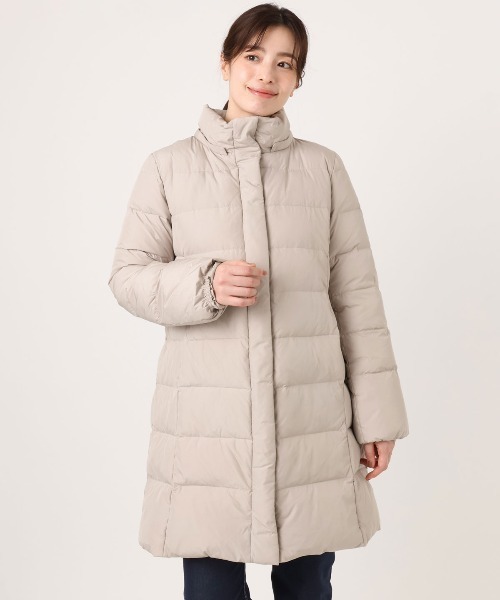 女優襟、ofuonの、ベルト付きのロング丈ダウンコート、Мサイズ。 OFUON le MK（オフオン ル エムケー） OFUON / オフオン ベルト付き
