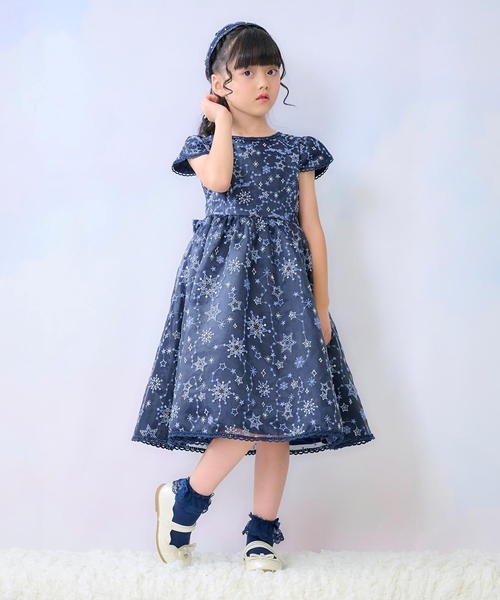 【美品】Mezzo Piano メゾピアノ ドレス 130cm 入学式・卒園式 mezzo piano ドレス 発表会 卒園式 入学式 キラキラ星刺しゅうドレス