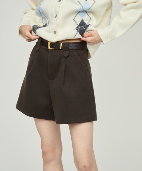 NUJOH パンツ High Waist Pintuck Shorts / ハイウエストピンタック