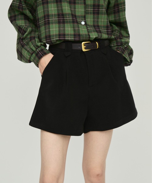 NUJOH パンツ High Waist Pintuck Shorts / ハイウエストピンタック