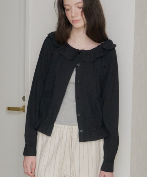 GIUNON ブラウス シャツ pintuck frill collar blouse / ピンタック