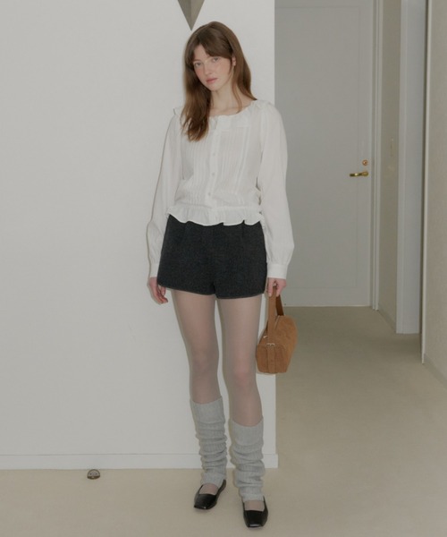 GIUNON ブラウス シャツ pintuck frill collar blouse / ピンタック 
