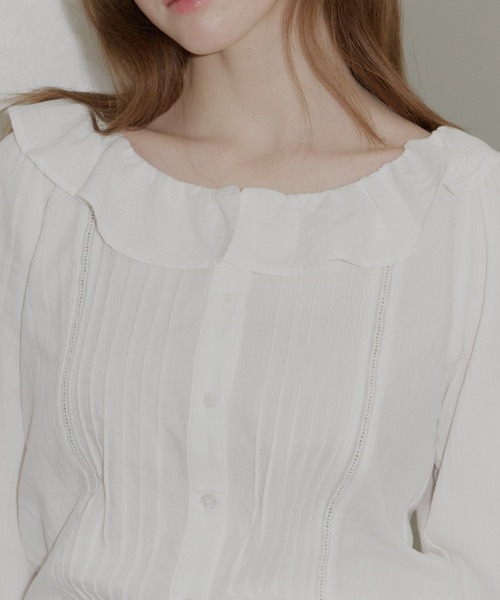 GIUNON ブラウス シャツ pintuck frill collar blouse / ピンタック 