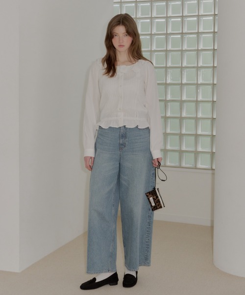GIUNON ブラウス シャツ pintuck frill collar blouse / ピンタック 