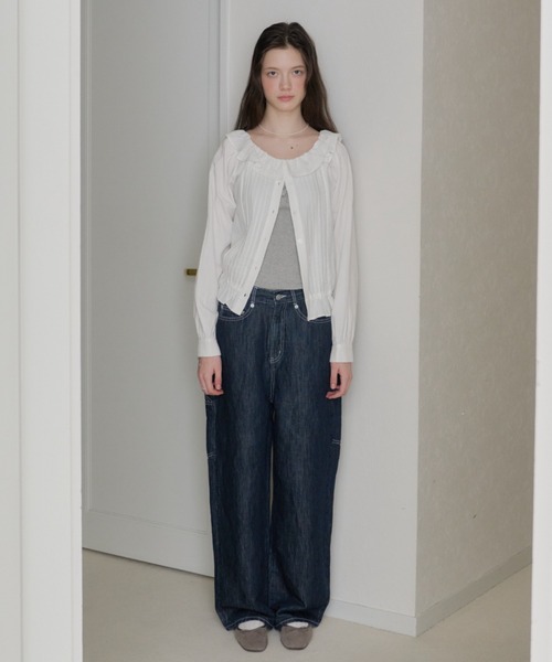 GIUNON ブラウス シャツ pintuck frill collar blouse / ピンタック