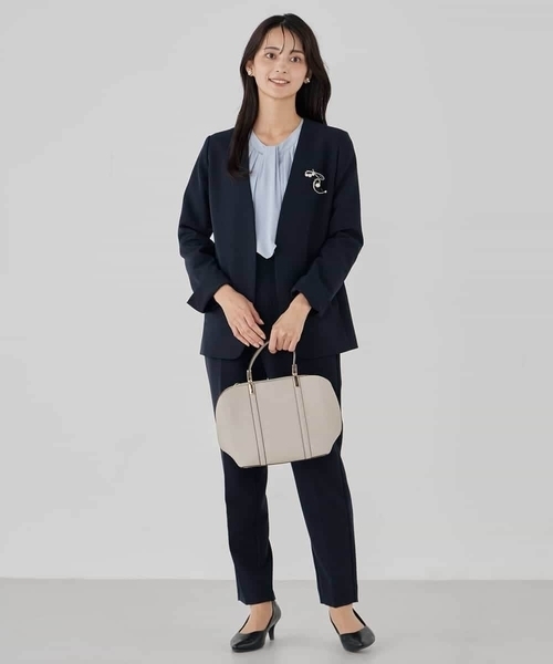 【NEW】アー・ヴェ・ヴェ（a．v．v）/【洗える/ストレッチ/セットアップ対応】ダブルクロスVネックノーカラージャケット a.v.v（アー・ヴェ・ヴェ） ジャケット ノーカラージャケット 「洗える