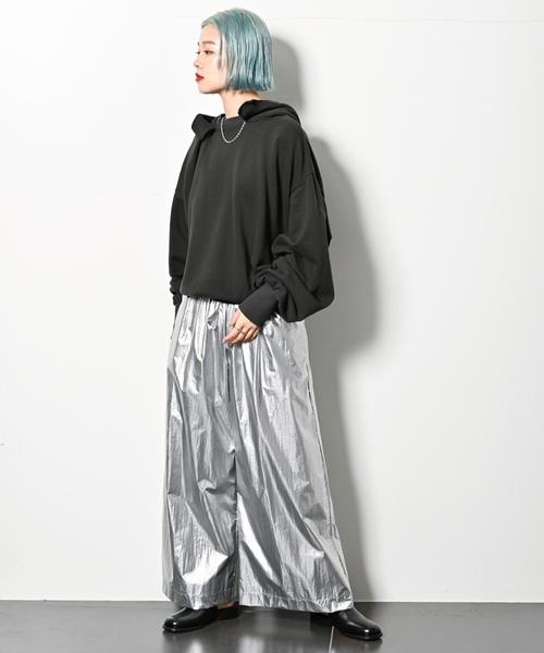 「CITYSHOP」 イージーパンツ 38 シルバー レディース_画像6