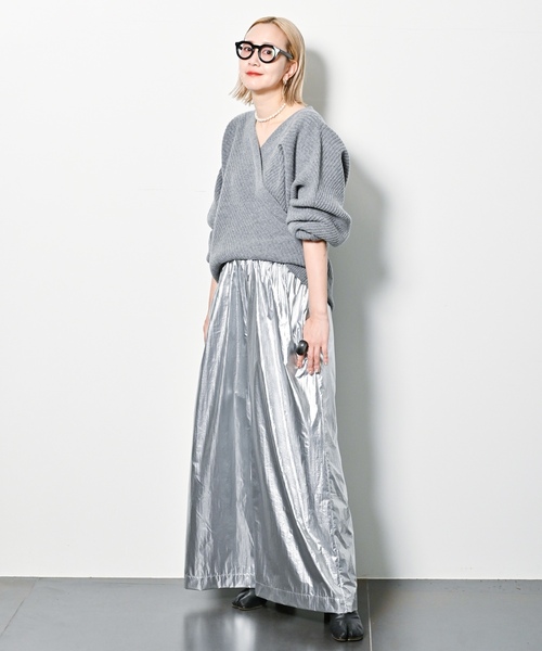 「CITYSHOP」 イージーパンツ 38 シルバー レディース_画像8