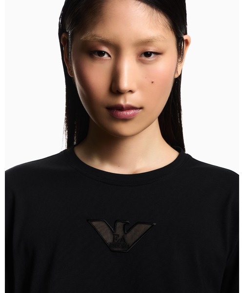 tシャツ 「エンポリオ アルマーニ」Tシャツ スーピマジャージー メッシュ切替え レディースの画像