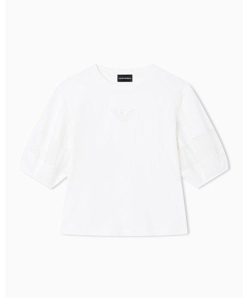 tシャツ 「エンポリオ アルマーニ」Tシャツ スーピマジャージー メッシュ切替え レディースの画像