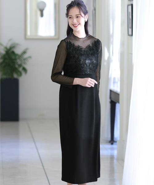 「PourVous」 長袖ワンピース M モカ レディース_画像5