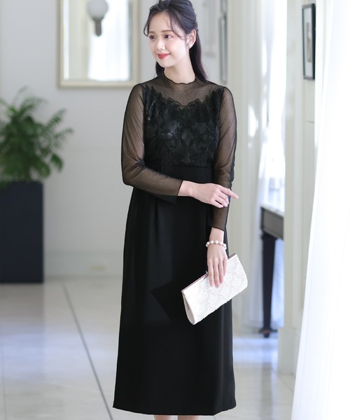 「PourVous」 長袖ワンピース M モカ レディース_画像6