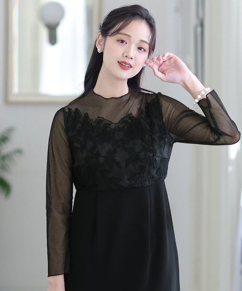 「PourVous」 長袖ワンピース M モカ レディース_画像7