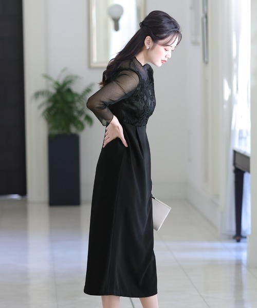 「PourVous」 長袖ワンピース M モカ レディース_画像8