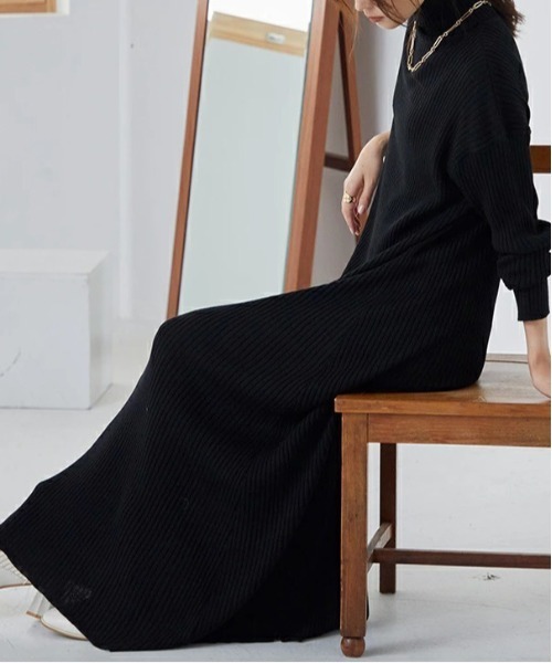 「and it_」 ニットワンピース M-L ブラック レディース_画像3