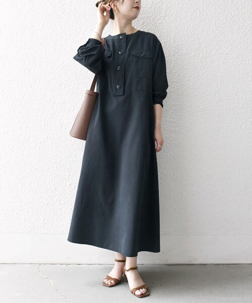 「SHIPS any」 長袖ワンピース ONE SIZE ワイン レディースの画像