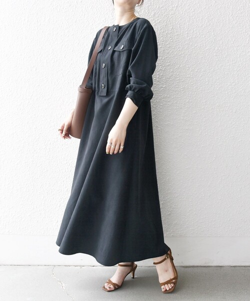 「SHIPS any」 長袖ワンピース ONE SIZE ワイン レディースの画像