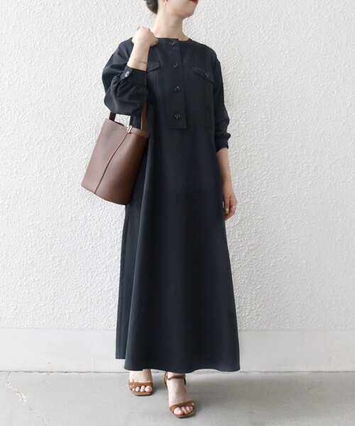 「SHIPS any」 長袖ワンピース ONE SIZE ワイン レディースの画像