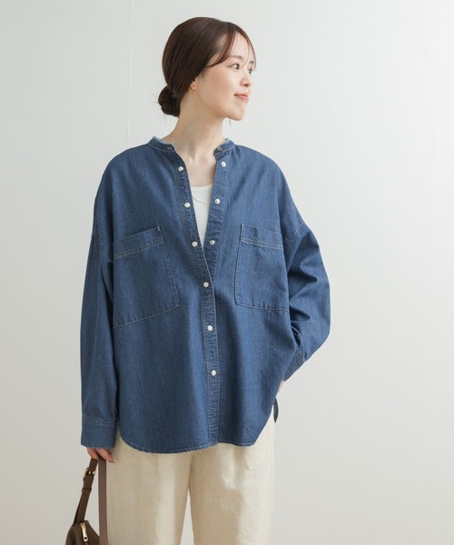 「URBAN RESEARCH DOORS」 長袖ブラウス MEDIUM インディゴブルー レディース