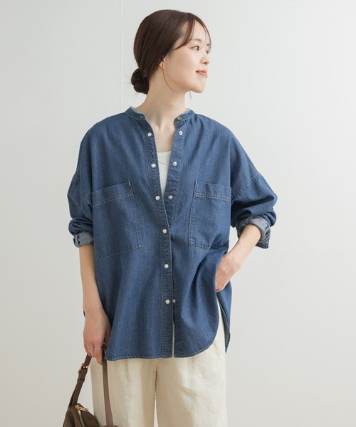 「URBAN RESEARCH DOORS」 長袖ブラウス MEDIUM インディゴブルー レディース