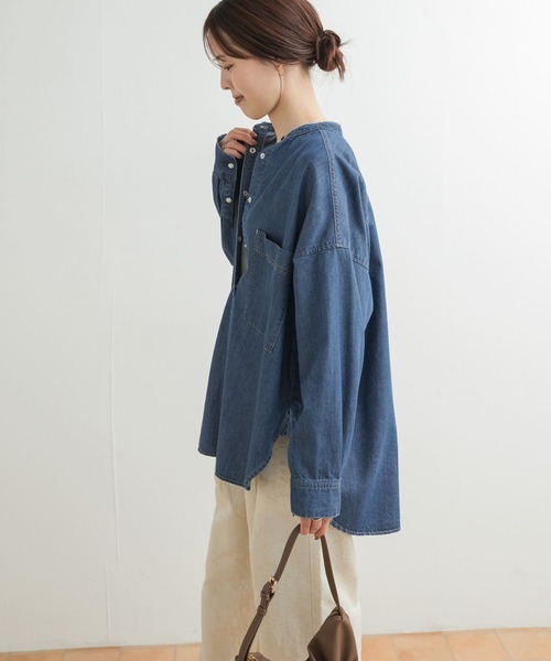 「URBAN RESEARCH DOORS」 長袖ブラウス MEDIUM インディゴブルー レディース