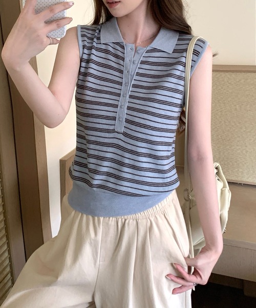 Girly Doll（ガーリードール） タンクトップ ノースリーブ 襟付き
