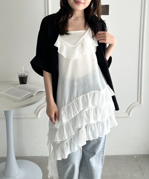 CLEA チュニック フリルティアードシアーキャミワンピース : ZOZOTOWN