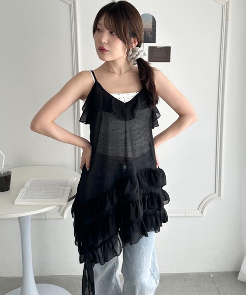 CLEA チュニック フリルティアードシアーキャミワンピース : ZOZOTOWN