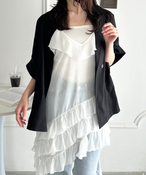 CLEA チュニック フリルティアードシアーキャミワンピース : ZOZOTOWN