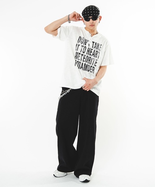 SHORT ROUND ヘンリーネック tシャツ SHORT ROUND/ビッグロゴスラブ
