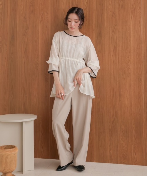 「Bab」 長袖ブラウス M ベージュ レディース_画像4