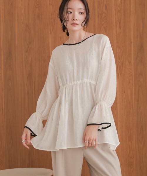 「Bab」 長袖ブラウス M ベージュ レディース_画像5