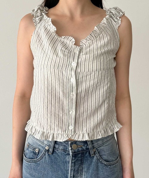 「CANAL JEAN」 ノースリーブブラウス ONE SIZE アイボリー レディース_画像9