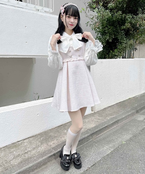 ROJITA ワンピース レディース 「新色追加/ピンク」ボウタイ