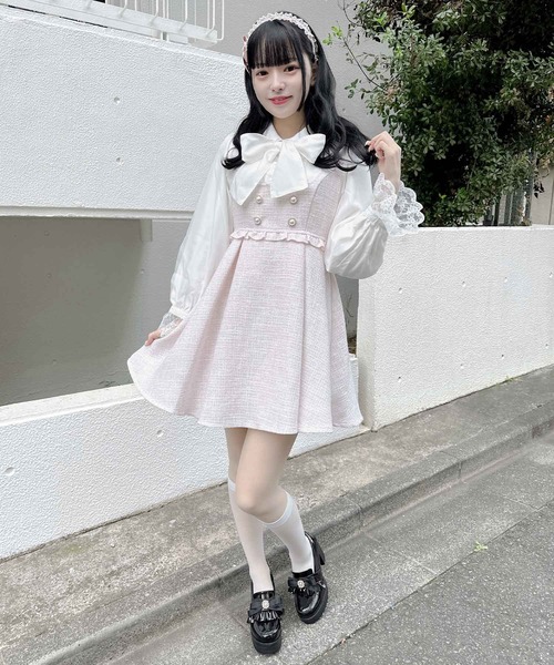 ROJITA ワンピース レディース 「新色追加/ピンク」ボウタイ