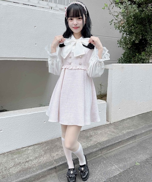 ROJITA ワンピース レディース 「新色追加/ピンク」ボウタイ