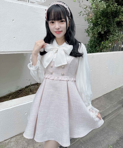 ROJITA ワンピース レディース 「新色追加/ピンク」ボウタイ