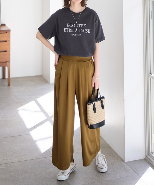 Viola e パンツ 楽ちんきれい美脚ワイドパンツ レディース