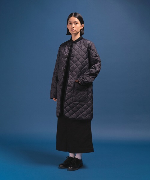 【LAVENHAM】ラベンハム コットン100% ノーカラーコート インディゴ LAVENHAM（ラベンハム） ノーカラー ロングコート SHERPA PALGRAVE
