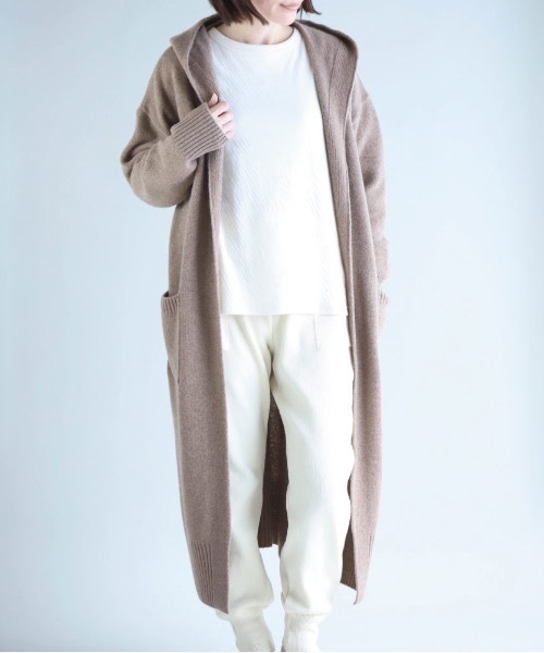 カーディガン set ウールカシミヤフードカーディガン レディース nofl カーディガン set ウールカシミヤフードカーディガン