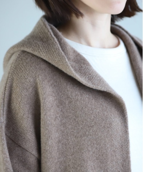 カーディガン set ウールカシミヤフードカーディガン レディース nofl カーディガン set ウールカシミヤフードカーディガン