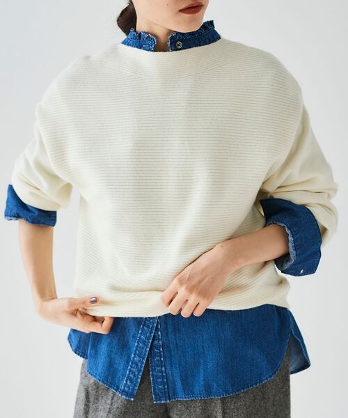 le.coeur blancイタリアンポップコーンミドルガウンアイボリー38 フォックス混ボトルネックニットプルオーバー/le.coeur blanc