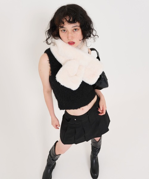 ウールライク ミディ丈プリーツスカート TINA：JOJUN（スカート