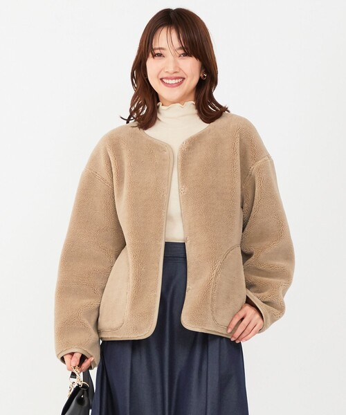 any SiS」 ノーカラージャケット 2 ベージュ レディース
