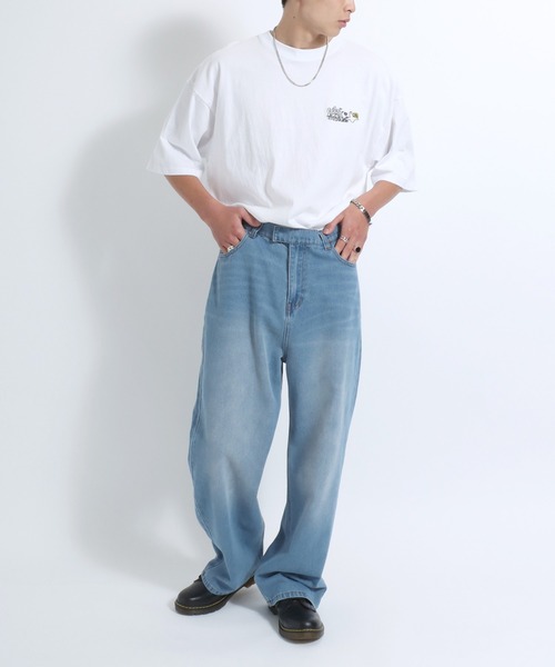 ジーンズ ワイドシルエット ストレートデニムパンツ メンズ
