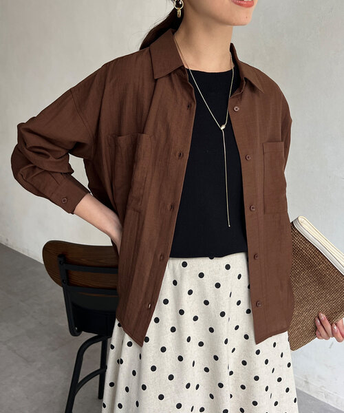 Chez toi ブラウス シャツ レーヨンリネンシャツ レディース