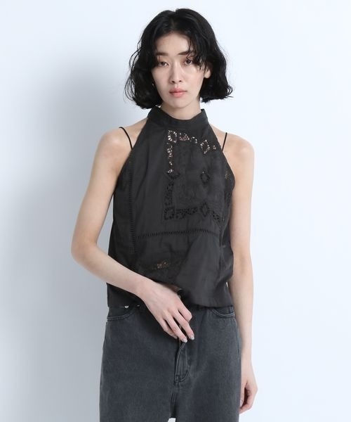 ブラウス シャツ 「eL」 Panel Lace Halterneck Shirt/125344 レディース