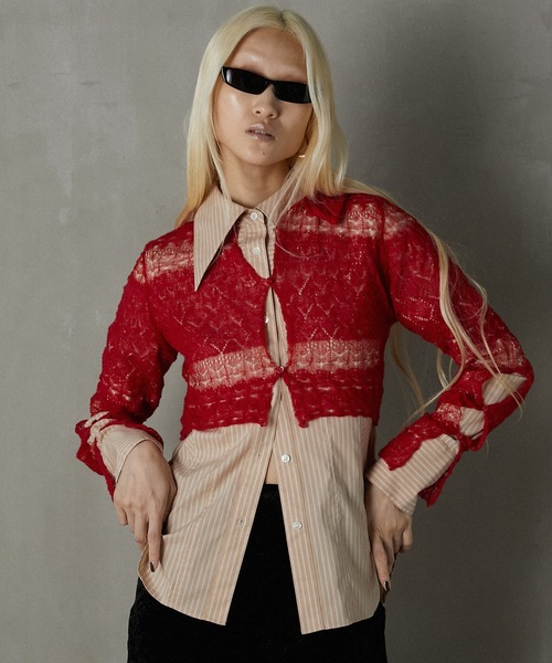 カーディガン モヘアレースクロップドカーディガン / Mohair Lace Cropped Cardigan レディース
